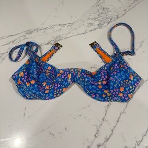 Floral Blue Kulani Kini Bikini Top